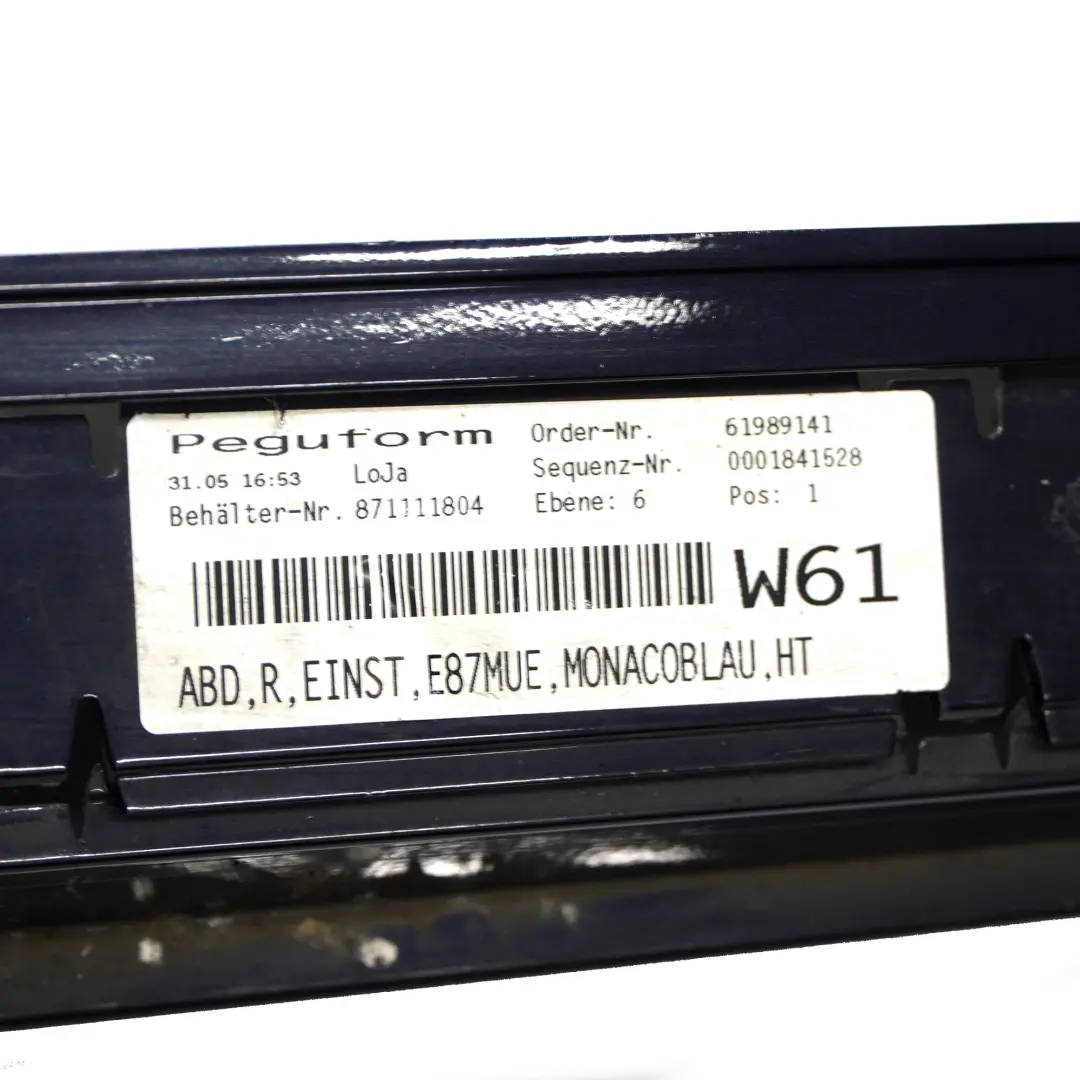 Listwa progowa prawa Niebieskie 0036144 do BMW 1 SERIES E87N LCI o numerze 51770036144 BMW 1 SERIES E87N LCI Listwa progowa prawa Niebieskie 0036144 - SKU 0036144-MB - Numer Części 51770036144