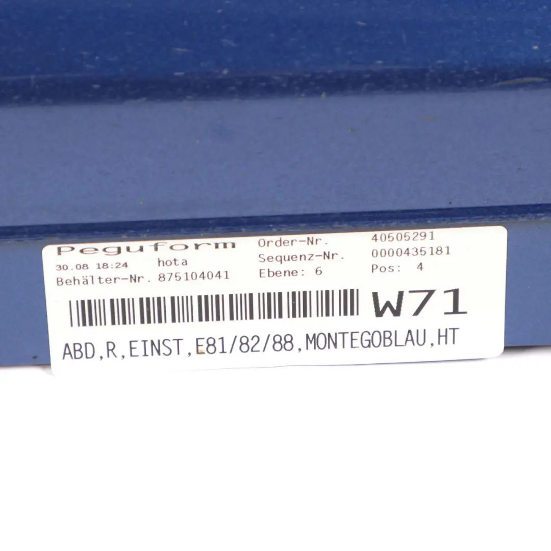 Sill Strip Side Skirt Right O/S Montegoblau Montego Blau - A51 to BMW E81 E82 with Part number 0036142 BMW E81 E82 Sill Strip Side Skirt Right O/S Montegoblau Montego Blau - A51 - SKU 0036142-MTB2 - Part number 0036142