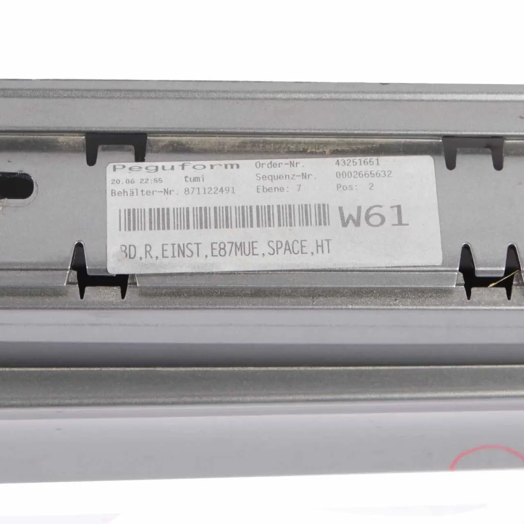 Side Skirt BMW E87 LCI Sill Strip Right O/S Spacegrau Space Grey - A52 to with Part number 0036144 Side Skirt BMW E87 LCI Sill Strip Right O/S Spacegrau Space Grey - A52 - SKU 0036144-SCG3 - Part number 0036144