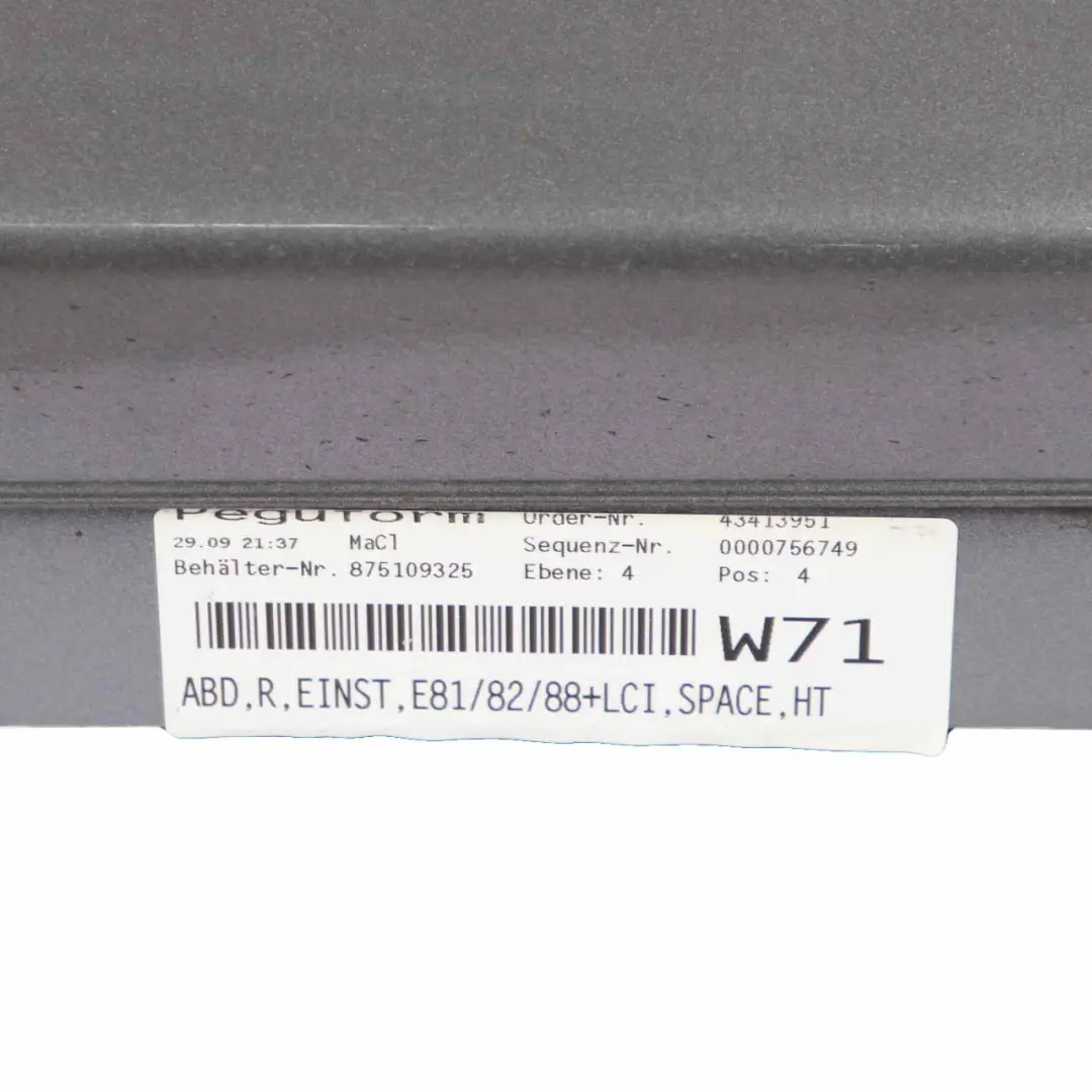 BMW E81 E82 Side Skirt Sill Strip Right O/S Spacegrau Space Grey Metallic - A52 - SKU 0036142-SCG1 - Part number 0036142
