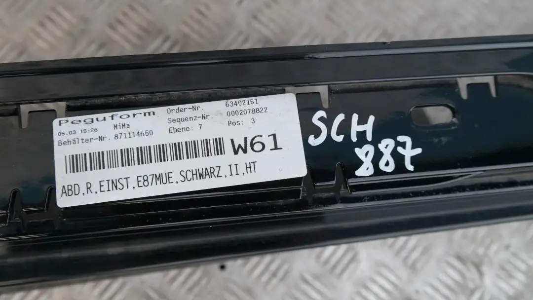 BMW 7 E87 LCI E87N Listón de umbral faldón lateral derecho Schwarz II Negro 2 - SKU 0036144-SCH7 - Número de pieza 51770036144