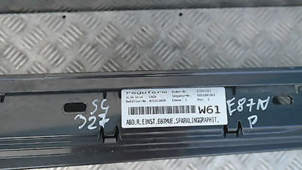 BMW E87 LCI Listello Portiera Apertura Gonna Destra Frizzante Grafite - SKU 0036144-SG4 - Numero di parte 51770036144