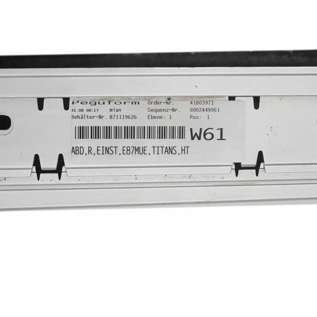 Side Skirt Sill Strip Right O/S Titansilber Titan Silver - 354 to BMW E87 LCI with Part number 0036144 BMW E87 LCI Side Skirt Sill Strip Right O/S Titansilber Titan Silver - 354 - SKU 0036144-TS3 - Part number 0036144