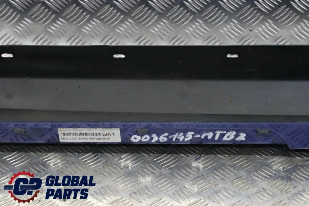 Sill Strip Side Skirt Left N/S Montegoblau Montego Blue - A51 to BMW 1 E87 LCI with Part number 0036145 BMW 1 E87 LCI Sill Strip Side Skirt Left N/S Montegoblau Montego Blue - A51 - SKU 0036145-MTB2 - Part number 0036145