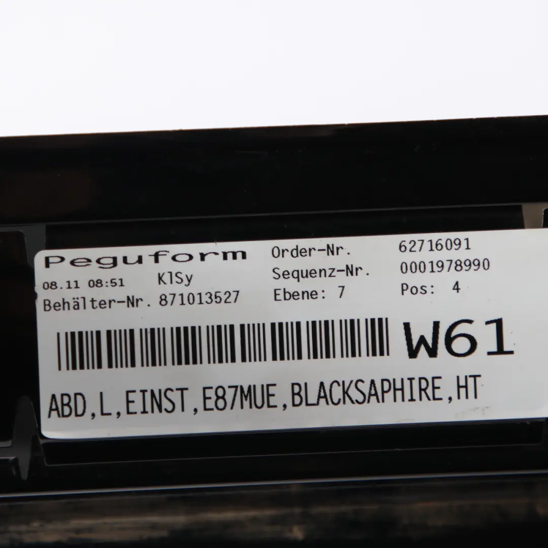 BMW E87 LCI Sill Strip Side Skirt Left N/S Black Sapphire Metallic - 475 - SKU 0036145-BS16 - Part number 0036145