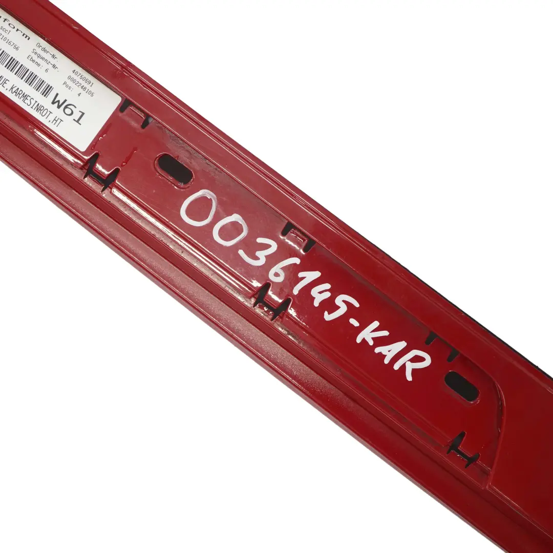 Sill strip side skirt left N/S Karmesinrot Rot Red A61 to BMW 1 SERIES E87 LCI E87N with Part number 51770036145 BMW 1 SERIES E87 LCI E87N Sill strip side skirt left N/S Karmesinrot Rot Red A61 - SKU 0036145-KAR - Part number 51770036145