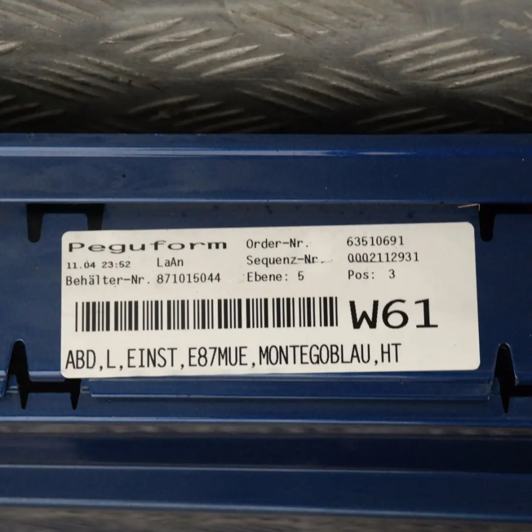 Nakładka próg lewy listwa progowa do BMW E87 LCI o numerze 51770036145 BMW E87 LCI Nakładka próg lewy listwa progowa - SKU 0036145-MTB1 - Numer Części 51770036145
