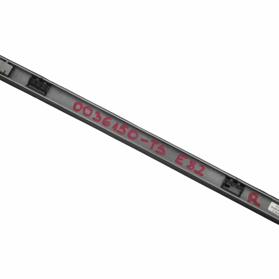 Right O/S Roof Moulding Railing Trim Titansilber Titan Silver - 354 to BMW E82 with Part number 0036150 BMW E82 Right O/S Roof Moulding Railing Trim Titansilber Titan Silver - 354 - SKU 0036150-TS - Part number 0036150