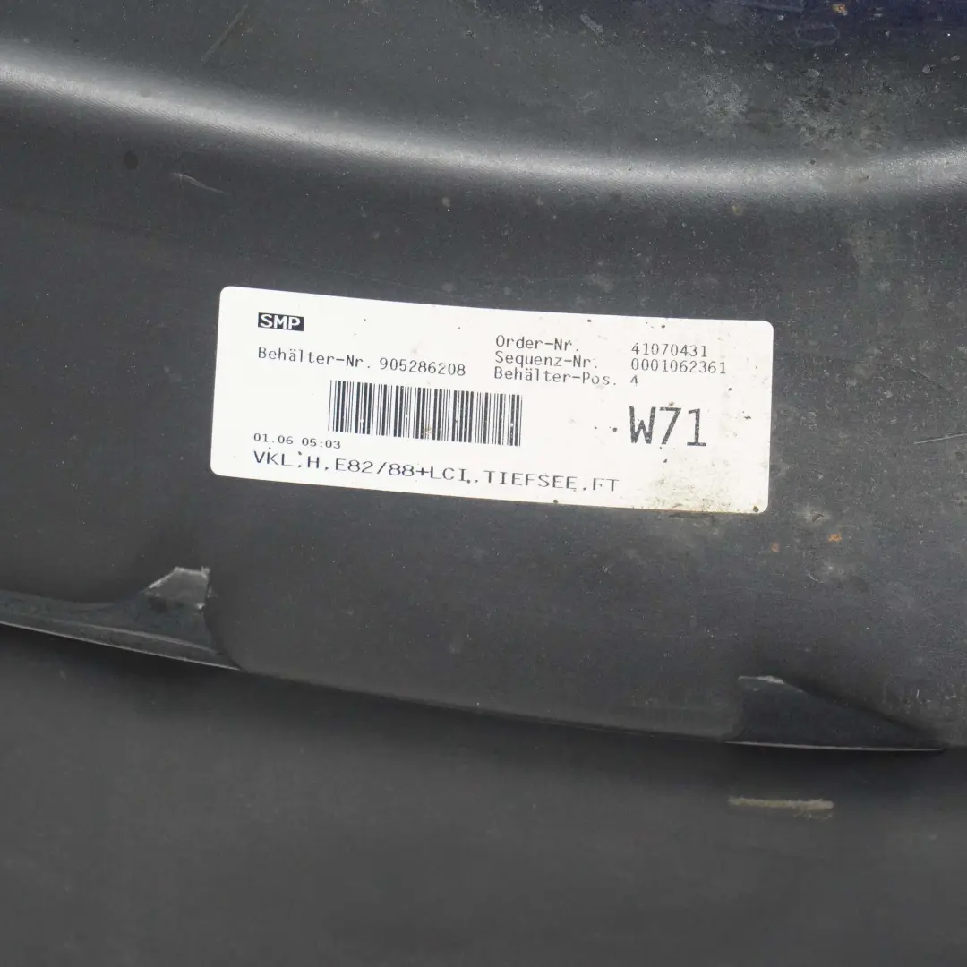 Zderzak Tylny Tył PDC Tiefseeblau do BMW E82 E88 o numerze 0036630 BMW E82 E88 Zderzak Tylny Tył PDC Tiefseeblau - SKU 0036630-DSB - Numer Części 0036630