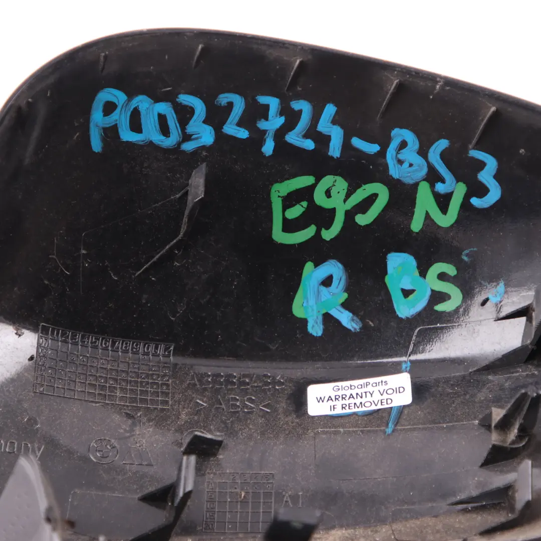 Wing Mirror Cover BMW E90 E91 LCI Right O/S Cap Casing Black Sapphire to with Part number 0036828 Wing Mirror Cover BMW E90 E91 LCI Right O/S Cap Casing Black Sapphire - SKU 0036828-BS3 - Part number 0036828