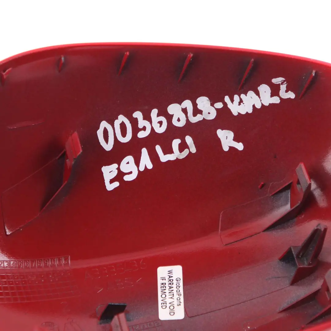 Wing Mirror Cover BMW E90 E91 LCI Right Cap O/S Karmesinrot Crimson Red A61 to with Part number 0036828 Wing Mirror Cover BMW E90 E91 LCI Right Cap O/S Karmesinrot Crimson Red A61 - SKU 0036828-KAR2 - Part number 0036828