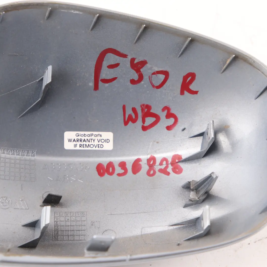 Wing Mirror Cover BMW E90 E91 LCI Right O/S Casing Cap Bluewater Blue 896 to with Part number 0036828 Wing Mirror Cover BMW E90 E91 LCI Right O/S Casing Cap Bluewater Blue 896 - SKU 0036828-WB3 - Part number 0036828