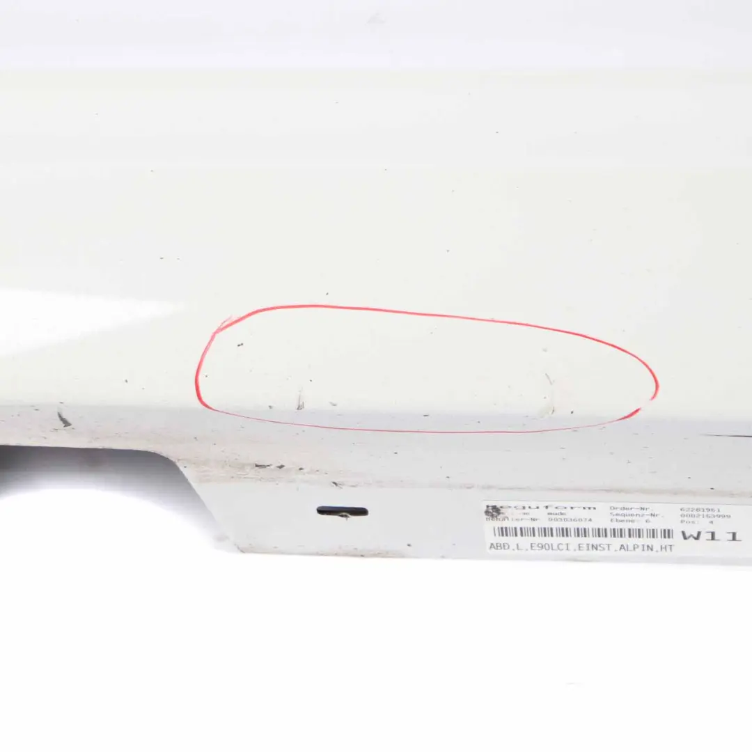 Side Skirt BMW E90 E91 LCI Sill Strip Left N/S Alpinweiss Alpine White - 300 to with Part number 0037059 Side Skirt BMW E90 E91 LCI Sill Strip Left N/S Alpinweiss Alpine White - 300 - SKU 0037059-AW4 - Part number 0037059