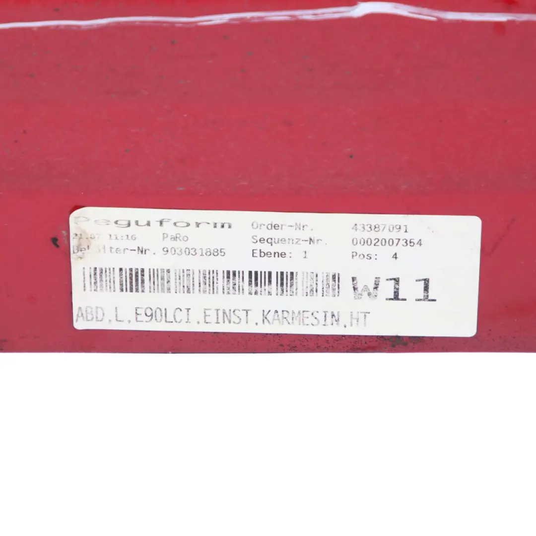 Left N/S Cover Sill Strip Side Skirt Karmesinrot Red - A61 to BMW 3 E90 E91 LCI with Part number 0037059 BMW 3 E90 E91 LCI Left N/S Cover Sill Strip Side Skirt Karmesinrot Red - A61 - SKU 0037059-KAR5 - Part number 0037059