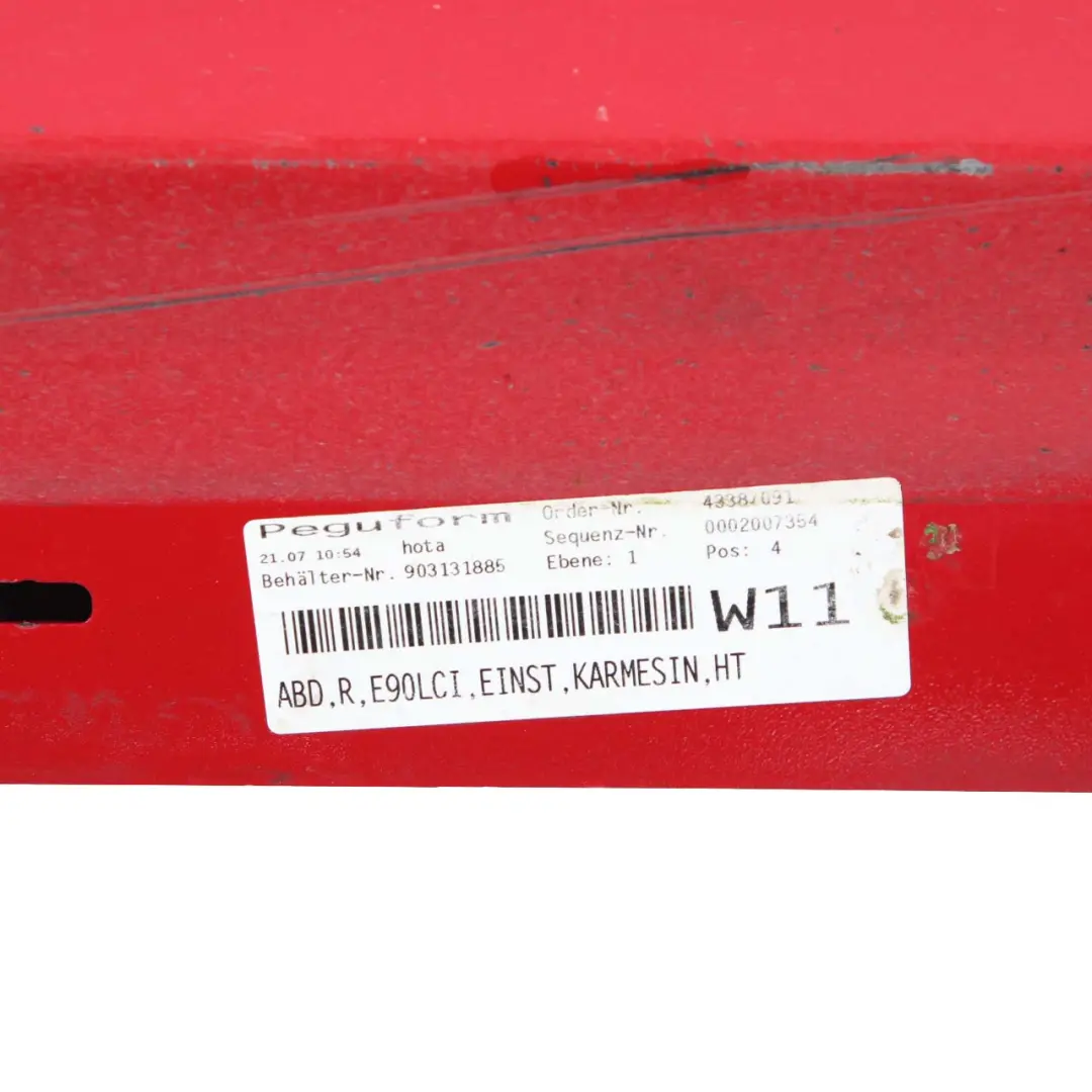 Right O/S Sill Strip Side Skirt Karmesinrot Crimson Red - A61 to BMW 3 E90 E91 LCI with Part number 0037060 BMW 3 E90 E91 LCI Right O/S Sill Strip Side Skirt Karmesinrot Crimson Red - A61 - SKU 0037060-KAR5 - Part number 0037060