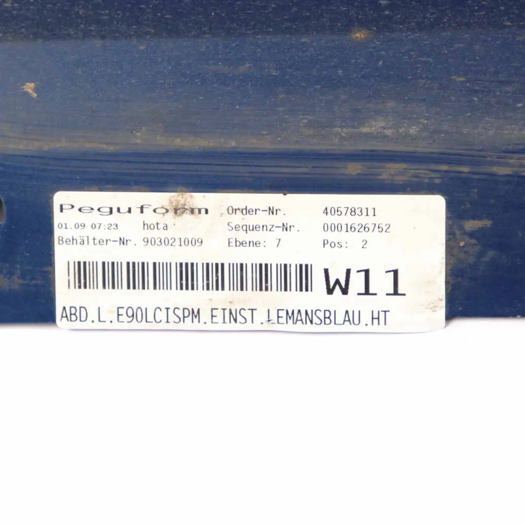 Side Skirt BMW E90 LCI M Sport Sill Strip Left N/S Le Mans Blue Metallic - 381 to with Part number 0037229 Side Skirt BMW E90 LCI M Sport Sill Strip Left N/S Le Mans Blue Metallic - 381 - SKU 0037229-LMB1 - Part number 0037229
