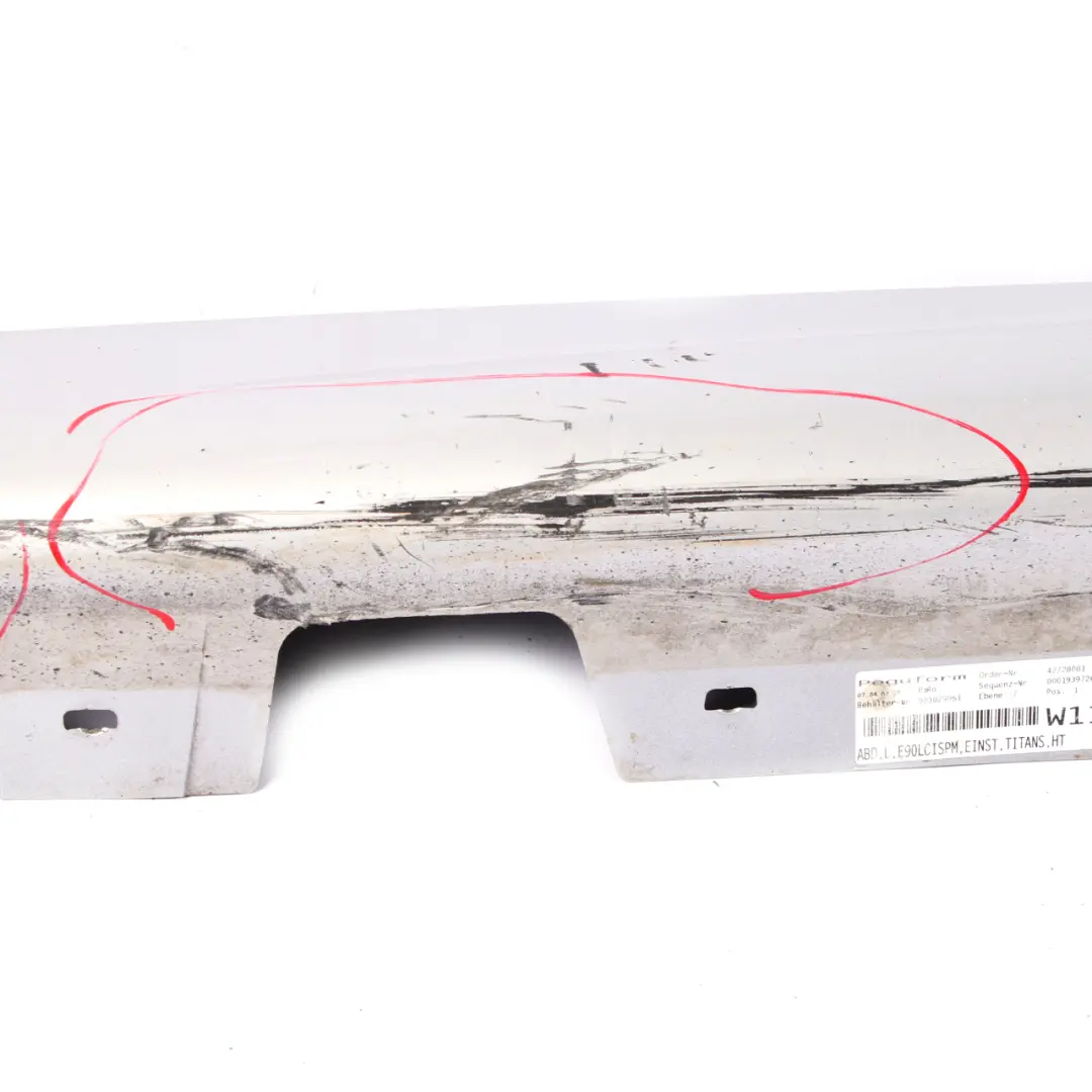 Sill Strip Side Skirt Left N/S Titansilber Silver 354 to BMW 3 E90 E91 LCI M Sport with Part number 0037229 BMW 3 E90 E91 LCI M Sport Sill Strip Side Skirt Left N/S Titansilber Silver 354 - SKU 0037229-TS - Part number 0037229