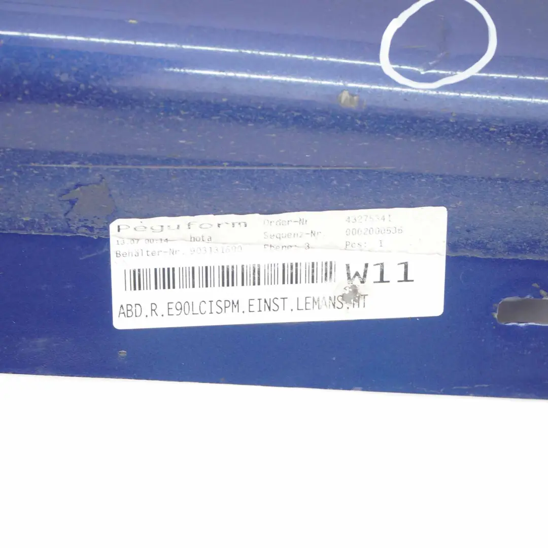 Side Skirt BMW E90 LCI M Sport Sill Strip Cover Right O/S Le Mans Blue - 381 to with Part number 0037230 Side Skirt BMW E90 LCI M Sport Sill Strip Cover Right O/S Le Mans Blue - 381 - SKU 0037230-LMB5 - Part number 0037230