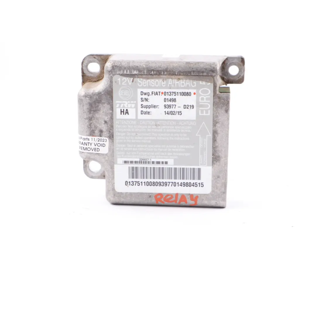 Airbag Module Citroen Relay Fiat Ducato Air Bag Control Unit ECU to with Part number 0135110080 Airbag Module Citroen Relay Fiat Ducato Air Bag Control Unit ECU - SKU 01375110080 - Part number 0135110080