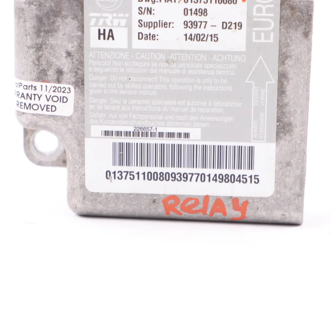  Airbag Module Citroen Relay Fiat Ducato Air Bag Control Unit ECU - SKU 01375110080 - Part number 0135110080