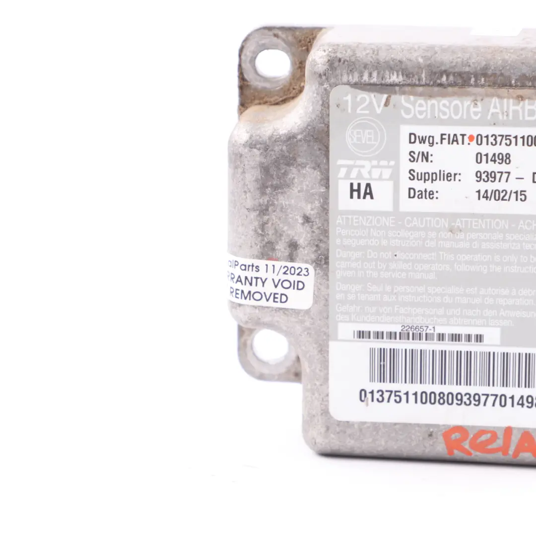  Airbag Module Citroen Relay Fiat Ducato Air Bag Control Unit ECU - SKU 01375110080 - Part number 0135110080