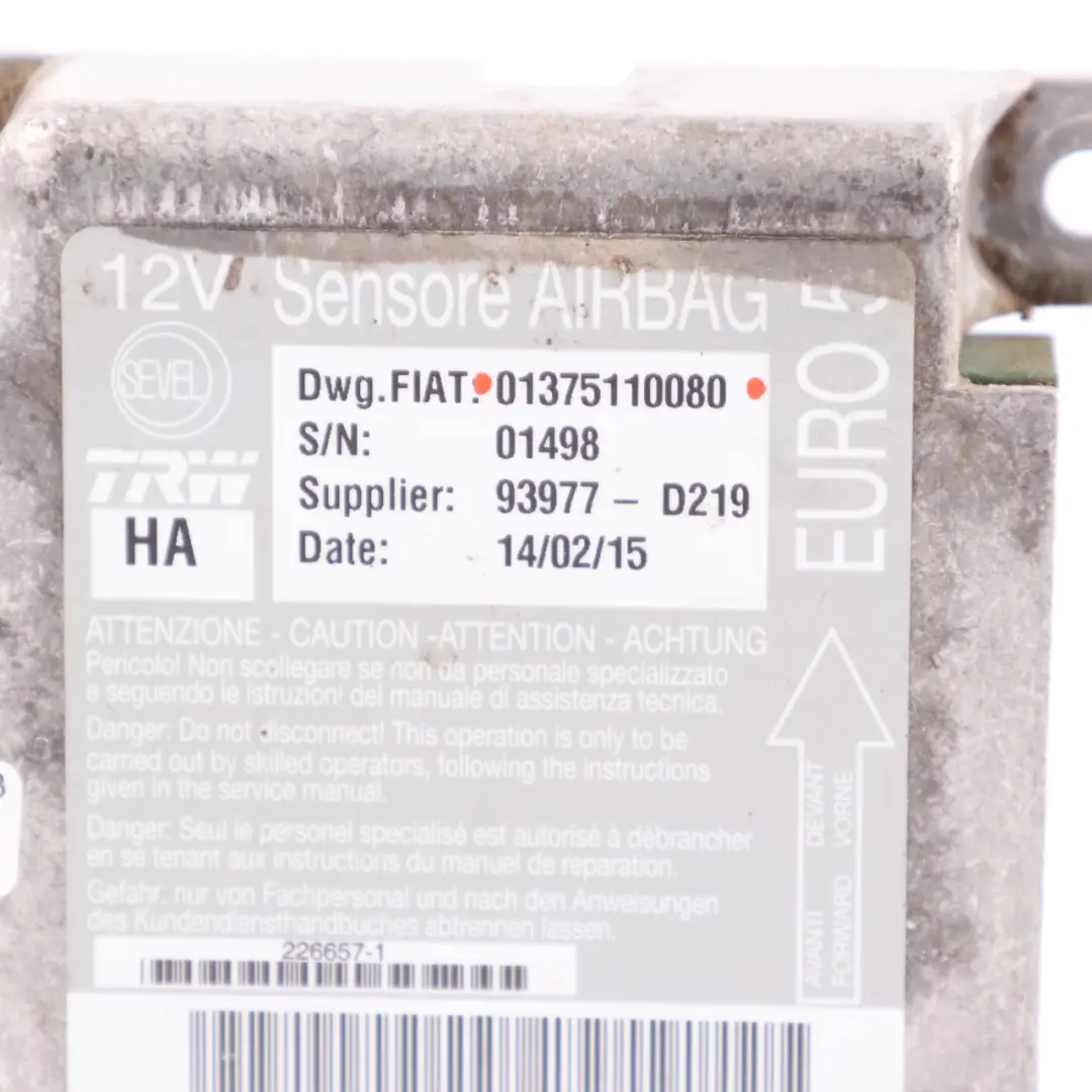  Airbag Module Citroen Relay Fiat Ducato Air Bag Control Unit ECU - SKU 01375110080 - Part number 0135110080