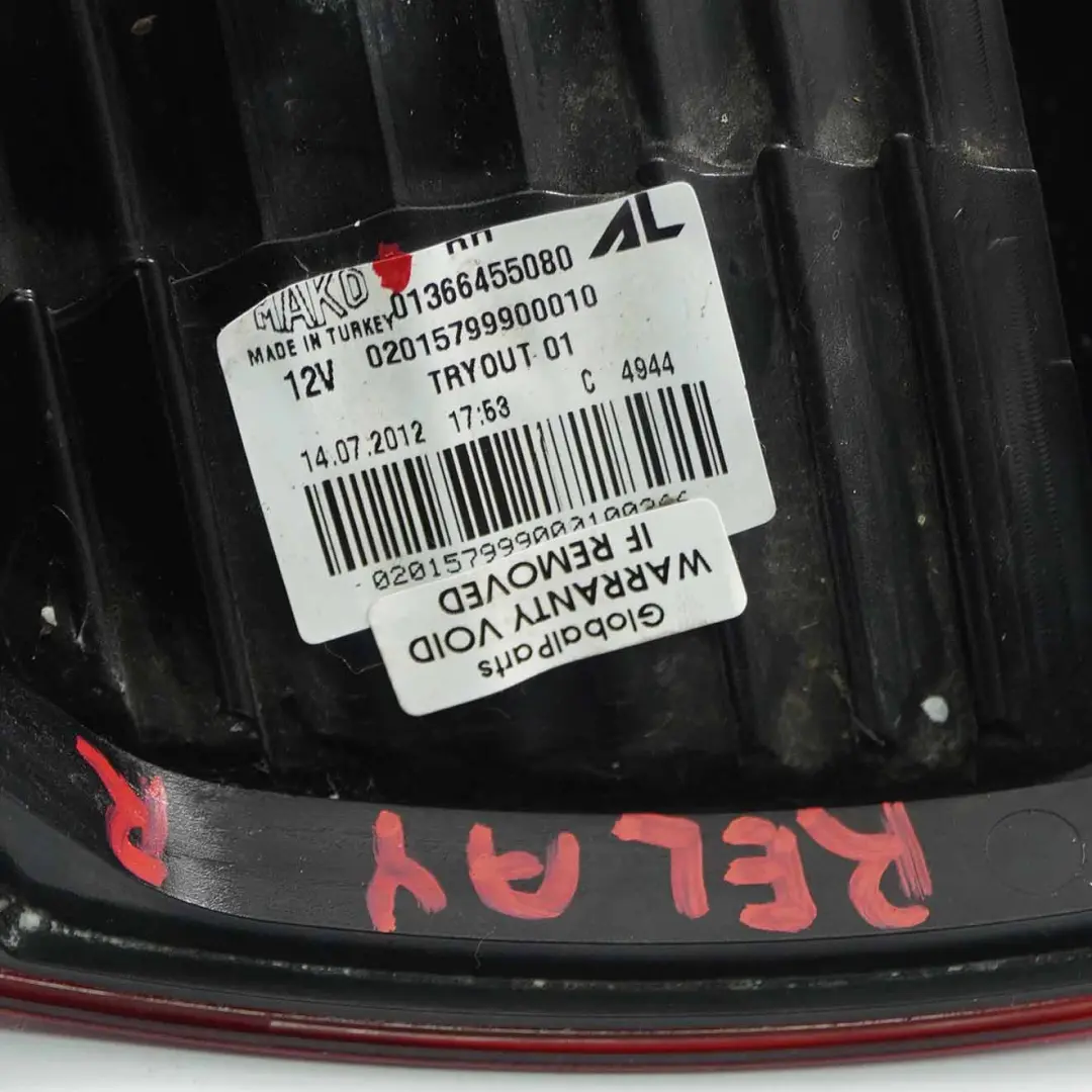 Tail Light Citroen Relay Peugeot Boxer Light Lamp Rear Right O/S 0 to with Part number 01366455080 Tail Light Citroen Relay Peugeot Boxer Light Lamp Rear Right O/S 0 - SKU 1366455080 - Part number 01366455080