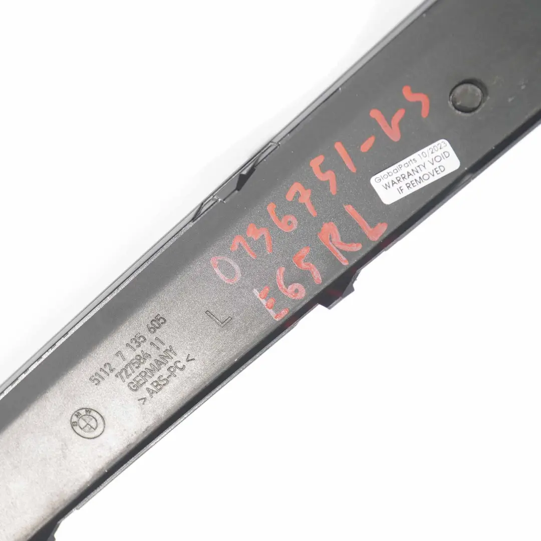 BMW E65 Striscia protezione paraurti posteriore sinistro Nero Zaffiro 7135605 - SKU 0136751-BS - Numero di parte 0136751
