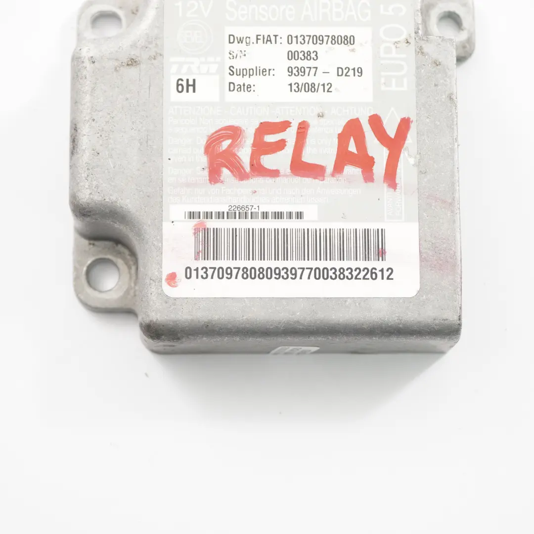  Airbag Module Citroen Relay Fiat Ducato Air Bag Control Unit - SKU 01370978080 - Part number 01370978080