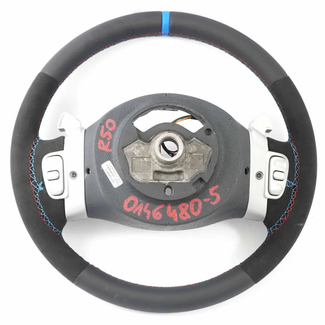 NUEVO Cuero Negro / Alcantara Volante Steptronic Multifunción para Mini R50 con número de pieza 0146480 Mini R50 NUEVO Cuero Negro / Alcantara Volante Steptronic Multifunción - SKU 0146480-5 - Número de pieza 0146480