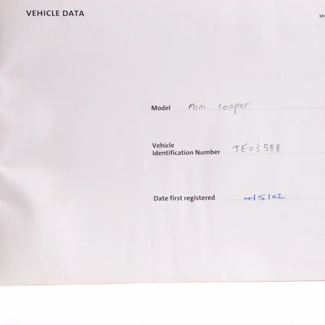 Mini R50 R53 Owner's Handbook Service Booklet Set Pouch Case - SKU 0156447-2 - Part number 0156447