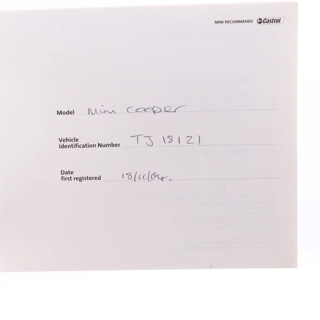 Mini R50 R53 Service Booklet Owner's Handbook Book Pouch Case Wallet Set - SKU 0157206-2 - Part number 0157206