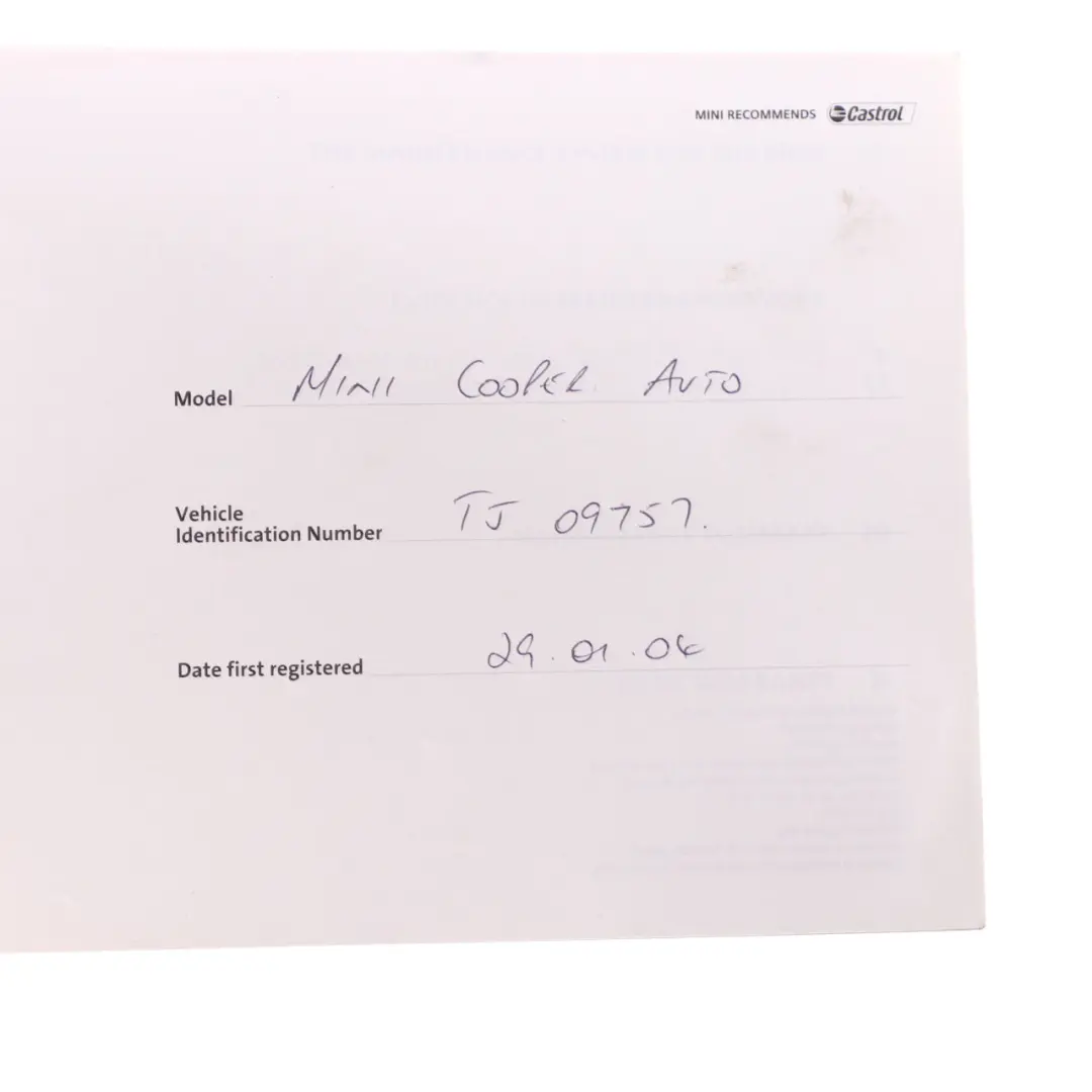 Service Booklet Owner's Handbook Set Pouch Case Wallet to Mini Cooper R50 R53 with Part number 0157635 Mini Cooper R50 R53 Service Booklet Owner's Handbook Set Pouch Case Wallet - SKU 157635 - Part number 0157635