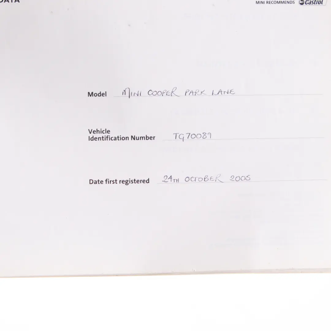 Mini R50 R53 Service Booklet Book 01410 0 - SKU 159686 - Part number 0012673
