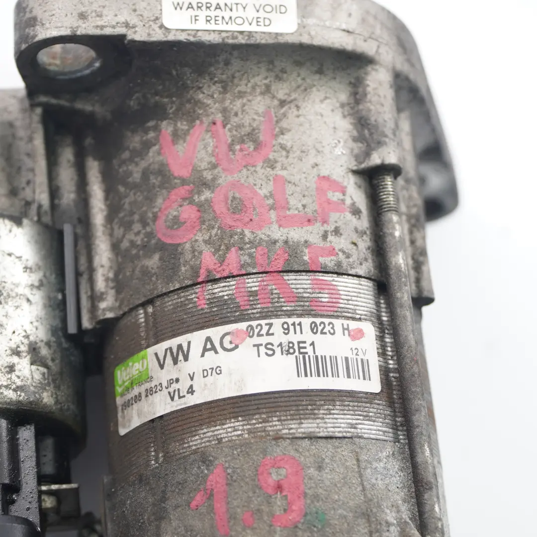 Volkswagen VW Golf V 1.9 TDI Motor de arranque Diesel - SKU 02Z911023H - Número de pieza 02Z911023H