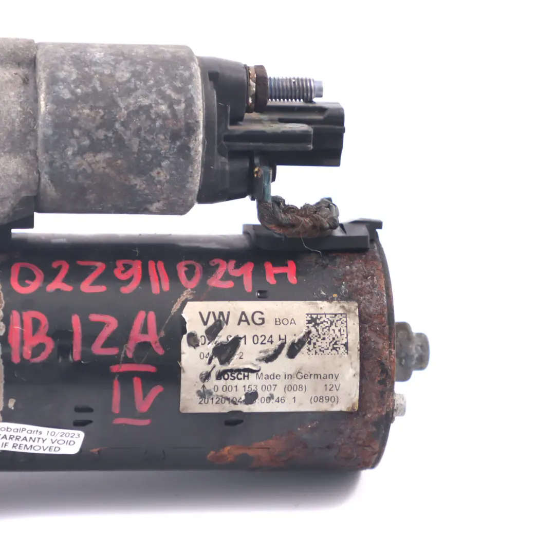 Seat Ibiza IV VW Polo 6R Fabia 5J 1.2 TDI Diesel Engine Starter Motor - SKU 02Z911024H-1 - Part number 02Z911024H
