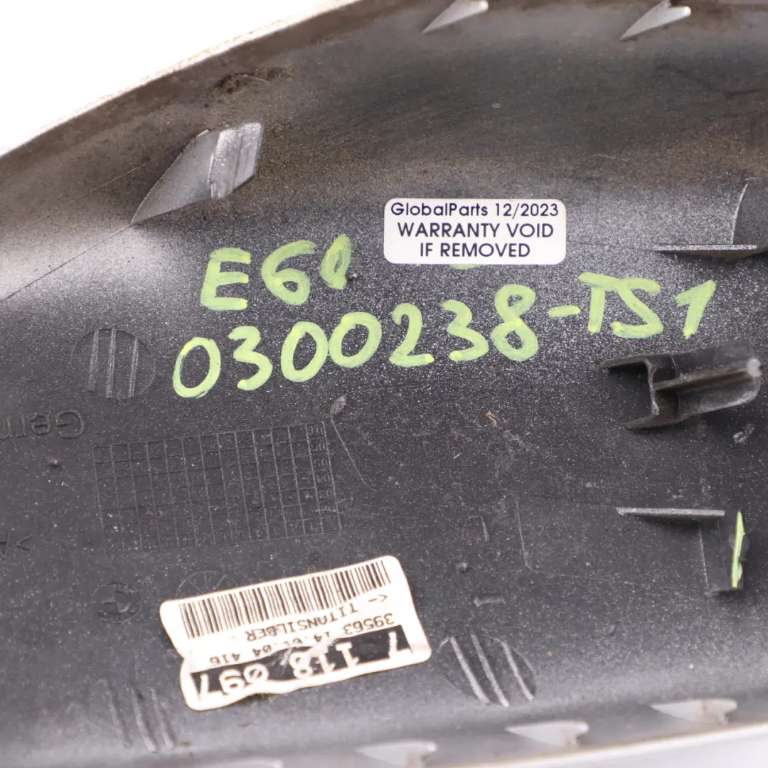 BMW E60 E61 Izquierda Tapa Carcasa Espejo Ala Titansilber Plata - SKU 0300238-TS1 - Número de pieza 0300238