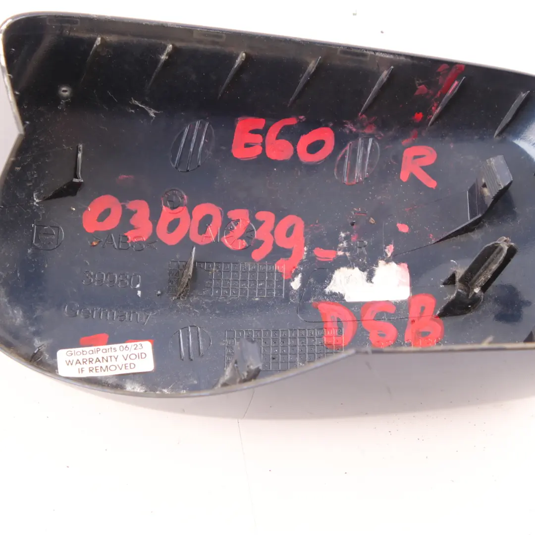 Wing Mirror Cover BMW E60 E61 Right O/S Cap Casing Tiefseeblau Deep Sea Blue A76 to with Part number 0300239 Wing Mirror Cover BMW E60 E61 Right O/S Cap Casing Tiefseeblau Deep Sea Blue A76 - SKU 0300239-DSB - Part number 0300239