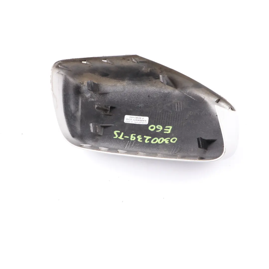 Wing Mirror Cover BMW E60 E61 Right O/S Cap Casing Titansilber Silver 354 to with Part number 0300239 Wing Mirror Cover BMW E60 E61 Right O/S Cap Casing Titansilber Silver 354 - SKU 0300239-TS - Part number 0300239