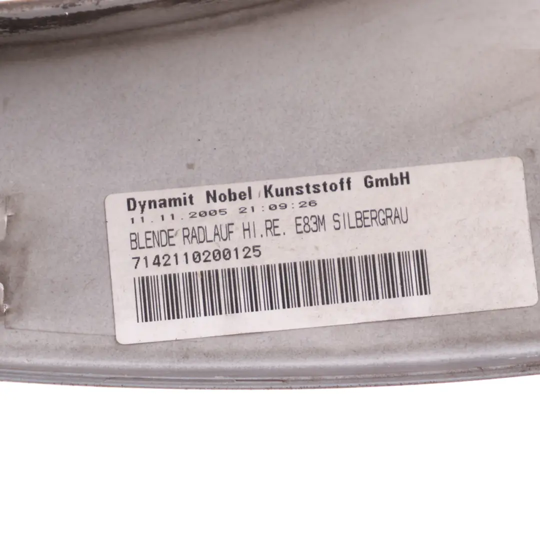 BMW X3 E83 Aero Copertura Passaruota Posteriore Destra Grigio Argento A08 - SKU 0302748-SBG - Numero di parte 0302748