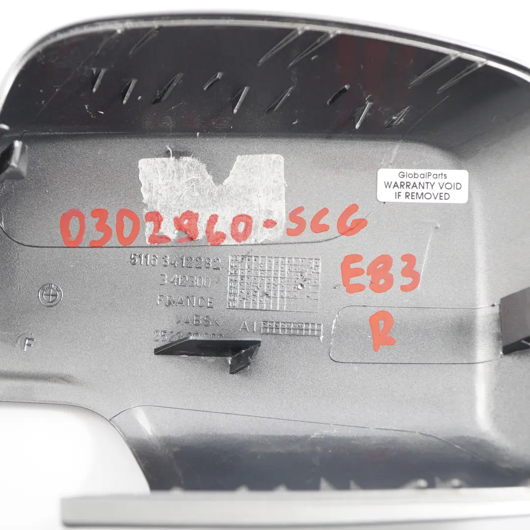 Tapa Espejo BMW X3 E83 Ala Derecha Tapa Carcasa Spacegrau Gris - A52 para con número de pieza 0302960 Tapa Espejo BMW X3 E83 Ala Derecha Tapa Carcasa Spacegrau Gris - A52 - SKU 0302960-SCG - Número de pieza 0302960