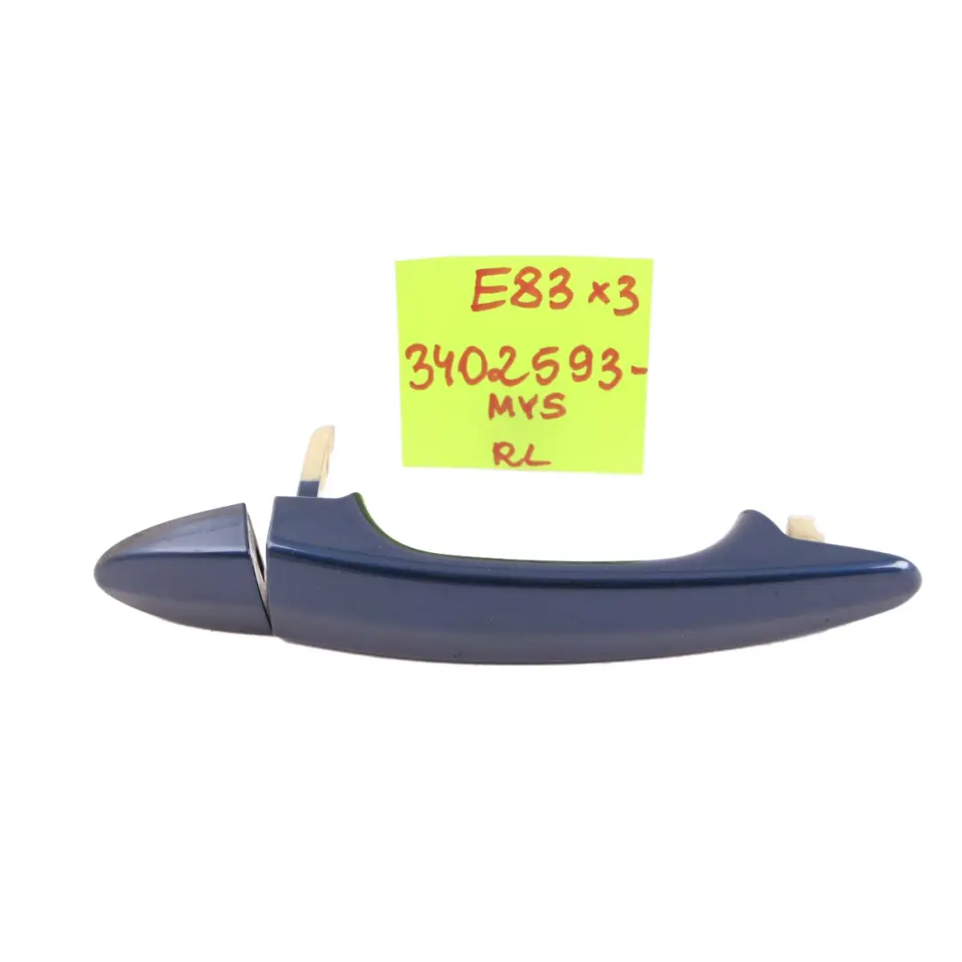 Left Grab Handle N/S Mysticblau Metallic Mystic Blue A07 to BMW X3 Series E83 Rear with Part number 0303031 BMW X3 Series E83 Rear Left Grab Handle N/S Mysticblau Metallic Mystic Blue A07 - SKU 0303031-MYS - Part number 0303031