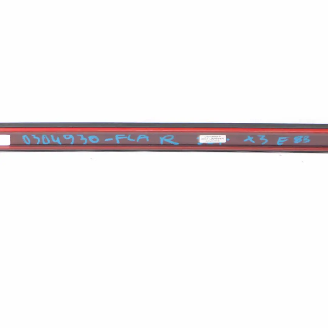 Roof Moulding BMW X3 E83 Right O/S Trim Strip Flamenco Rot Metallic - 470 to with Part number 0304930 Roof Moulding BMW X3 E83 Right O/S Trim Strip Flamenco Rot Metallic - 470 - SKU 0304930-FLA - Part number 0304930