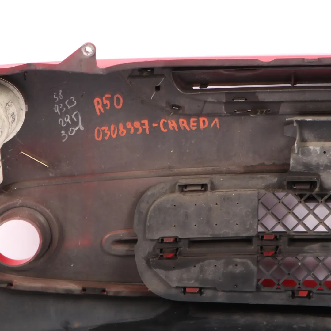 Front Bumper Mini Cooper R50 R52 Complete Panel Chili Red - 851 to with Part number 0308997 Front Bumper Mini Cooper R50 R52 Complete Panel Chili Red - 851 - SKU 0308997-CHRED1 - Part number 0308997