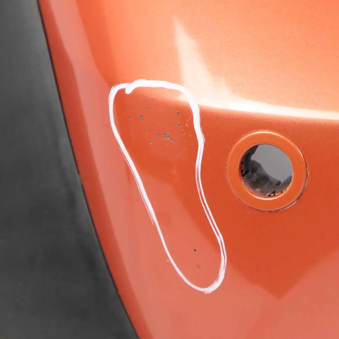 Complete Rear Bumper PDC Panel Hot Orange Metallic - A26 to Mini R52 Cabrio with Part number 0309183 Mini R52 Cabrio Complete Rear Bumper PDC Panel Hot Orange Metallic - A26 - SKU 0309183-HOT - Part number 0309183