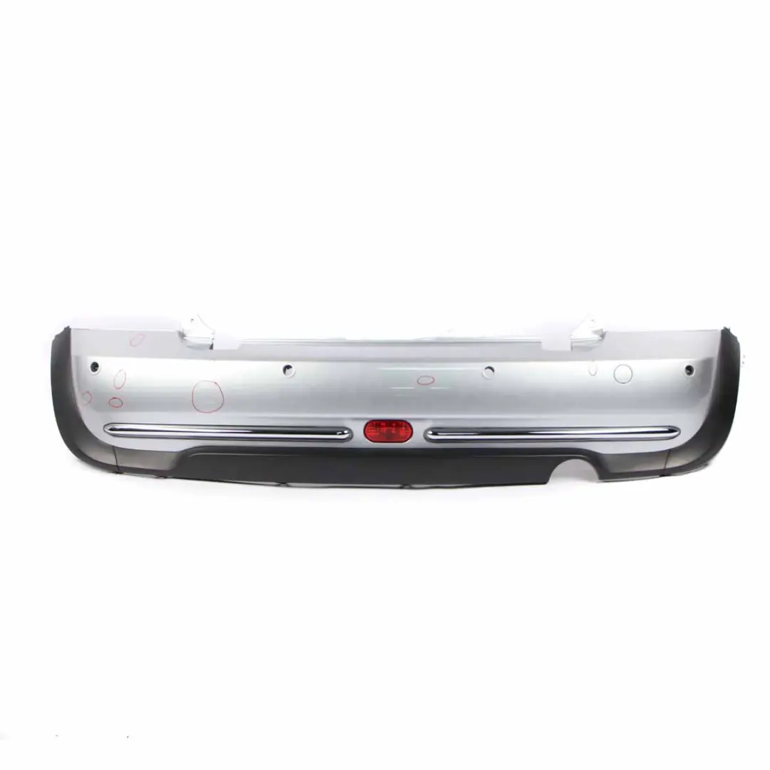Bumper Rear Mini R52 Cabrio Complete PDC Trim Panel Pure Silver Metallic - 900 to with Part number 0309183 Bumper Rear Mini R52 Cabrio Complete PDC Trim Panel Pure Silver Metallic - 900 - SKU 0309183-PS1 - Part number 0309183