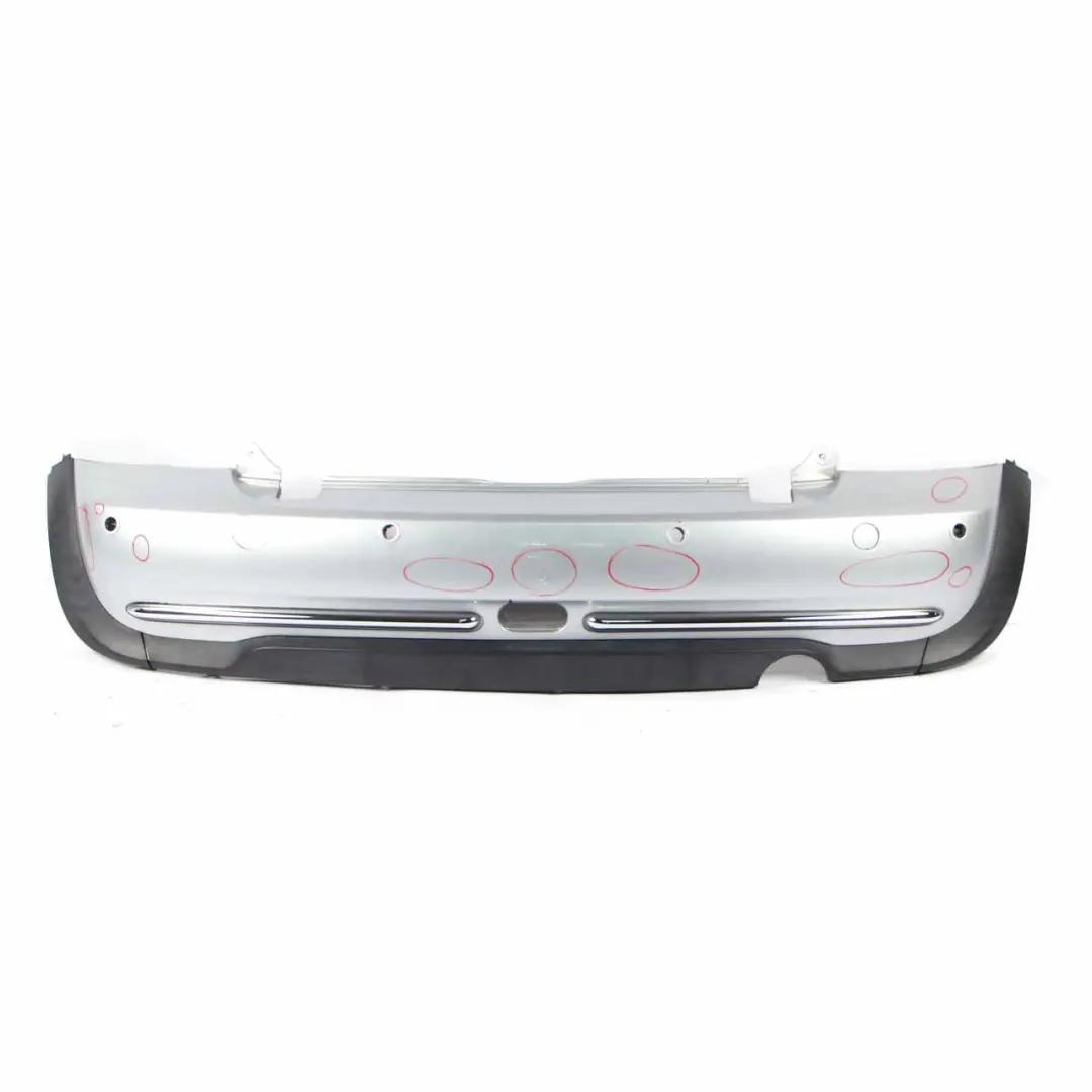 Bumper Rear Mini R52 Cabrio Complete PDC Trim Panel Pure Silver Metallic - 900 to with Part number 0309183 Bumper Rear Mini R52 Cabrio Complete PDC Trim Panel Pure Silver Metallic - 900 - SKU 0309183-PS2 - Part number 0309183