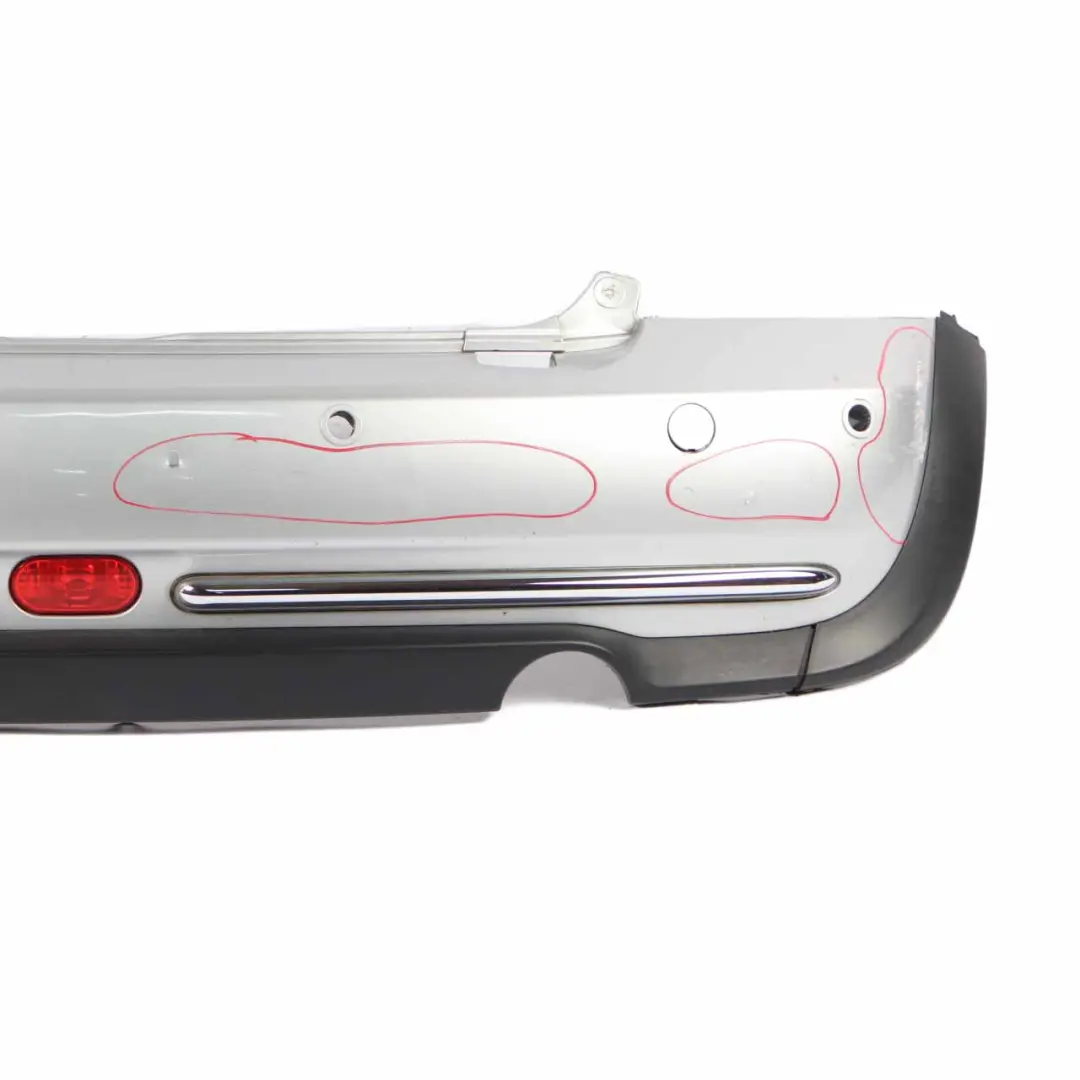 Mini R52 Rear Bumper Cabrio Complete Panel PDC Pure Silver Metallic - 900 - SKU 0309183-PS - Part number 0309183