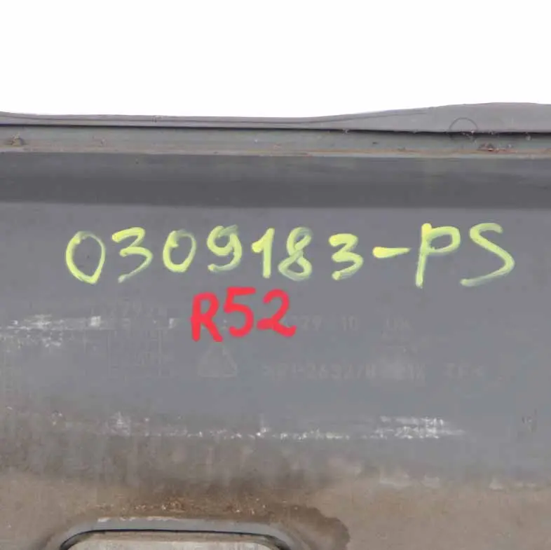 Bumper Cabrio Complete Panel PDC Pure Silver Metallic - 900 to Mini R52 Rear with Part number 0309183 Mini R52 Rear Bumper Cabrio Complete Panel PDC Pure Silver Metallic - 900 - SKU 0309183-PS - Part number 0309183