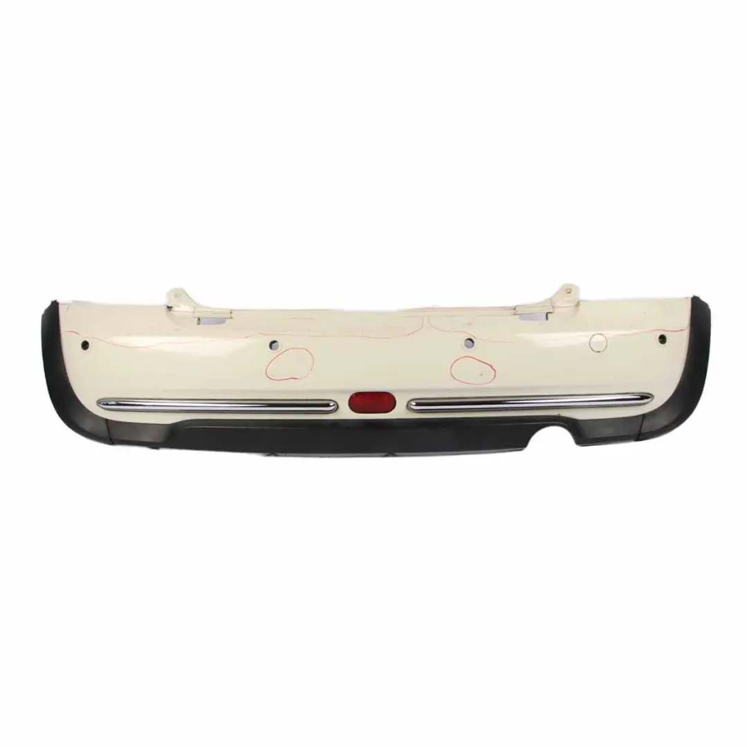 Complete Rear Bumper PDC Panel Pepper White - 850 to Mini Cooper One R52 Cabrio with Part number 0309183 Mini Cooper One R52 Cabrio Complete Rear Bumper PDC Panel Pepper White - 850 - SKU 0309183-PW - Part number 0309183